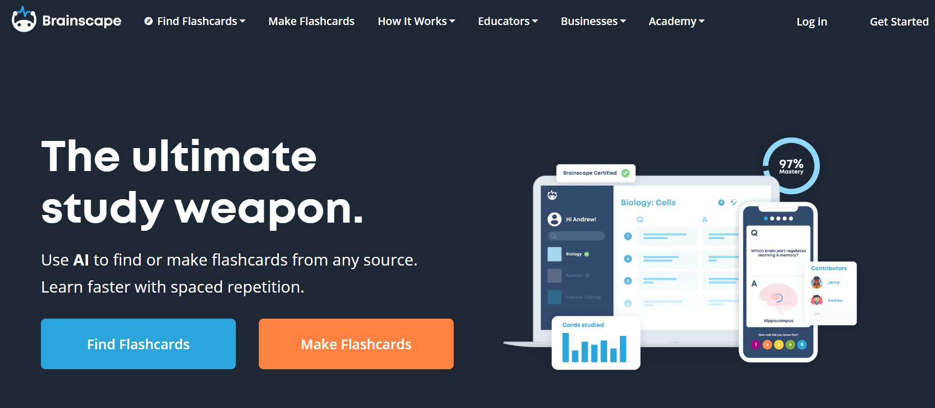 Brainscape home page.