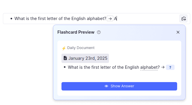 Image showing how to turn notes into flashcards in RemNote.
