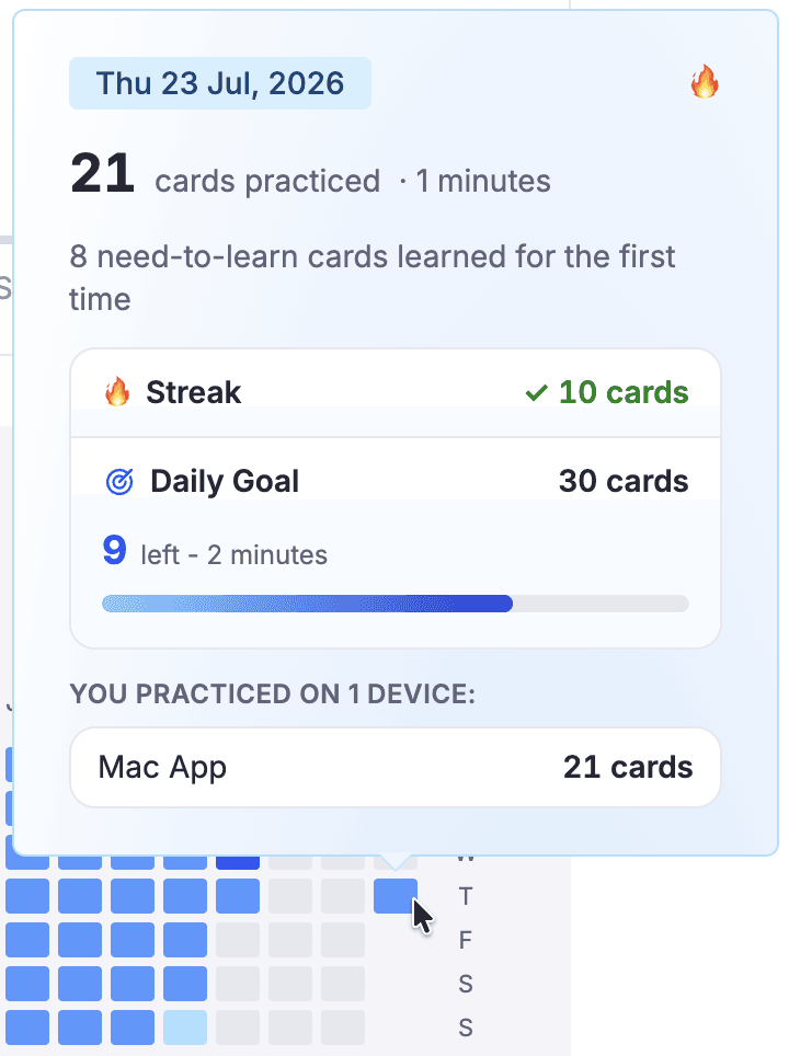 Streaks and daily goal tracker in RemNote.