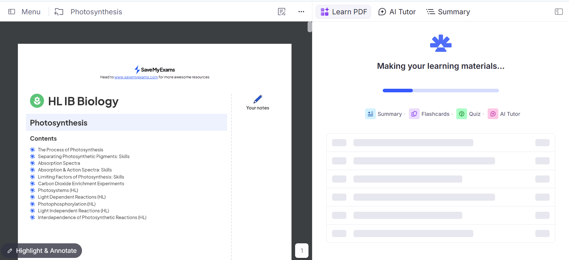 RemNote screenshot showing how it creates learning materials.