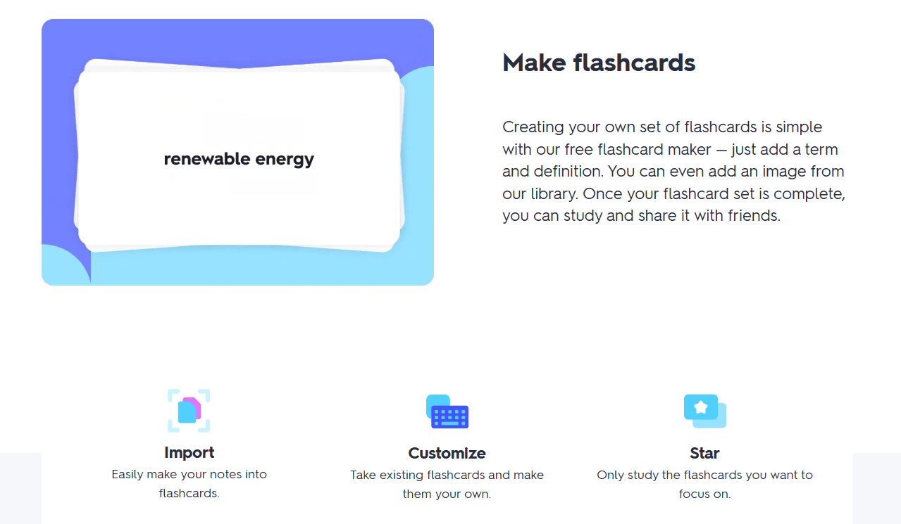 Quizlet's create flashcards screen.