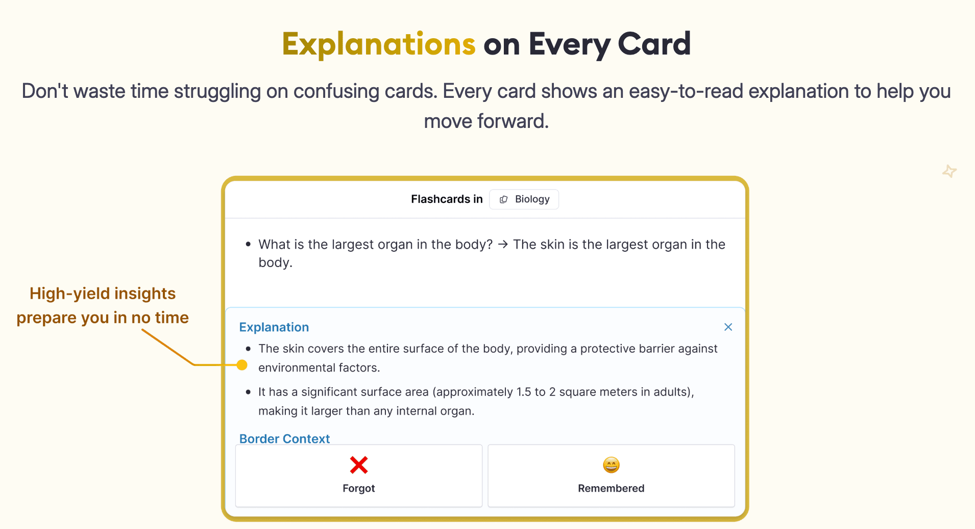 RemNote's flashcards with explanation.