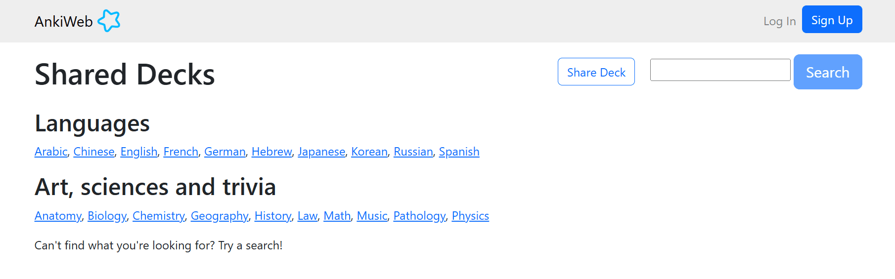 Anki shared decks.