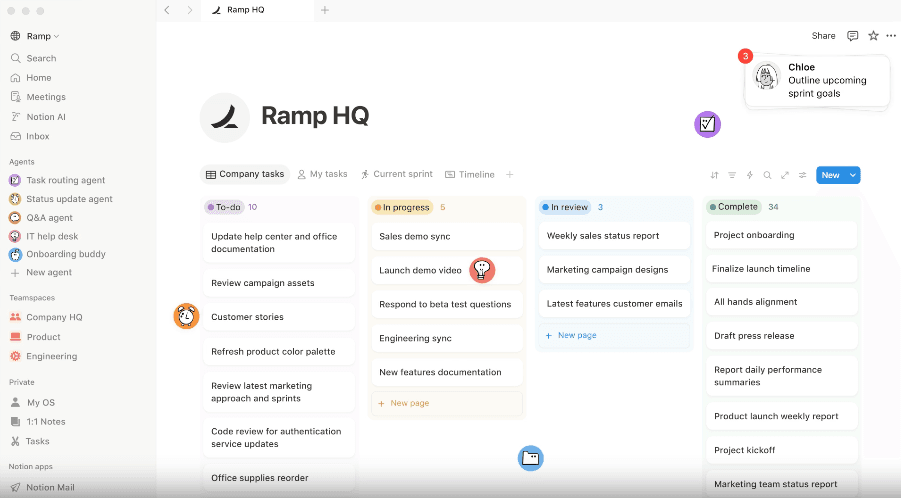 Notion’s dashboard.