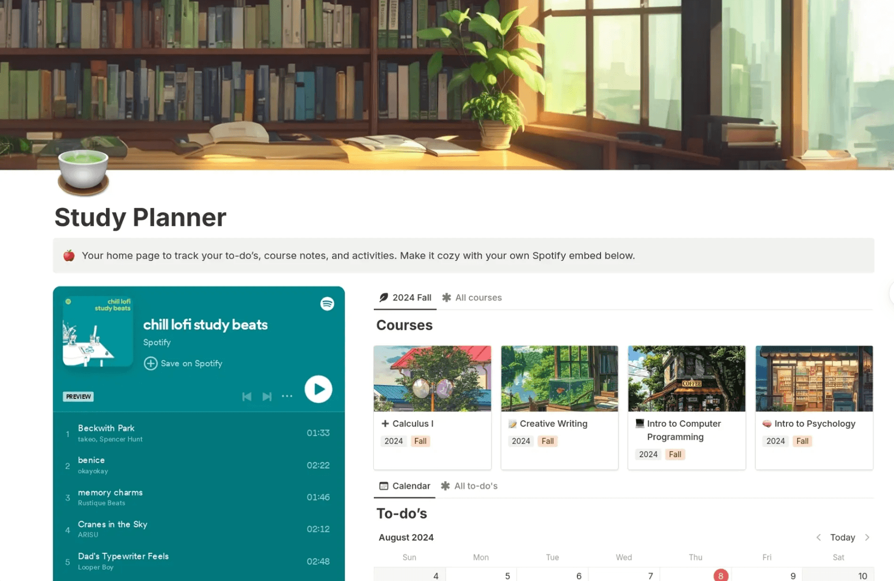 Notion’s study planner.
