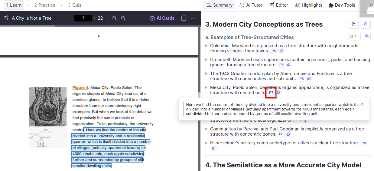 RemNote Reader with a document open.