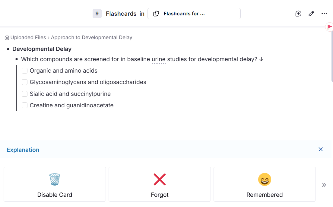 Flashcard presentation in RemNote.
