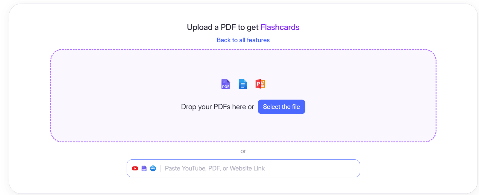 RemNote's page to upload flashcards.