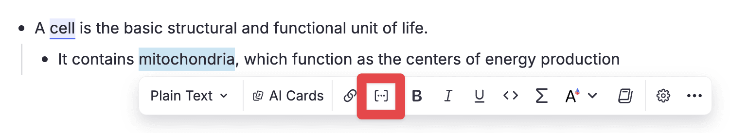 Cloze deletion in RemNote.