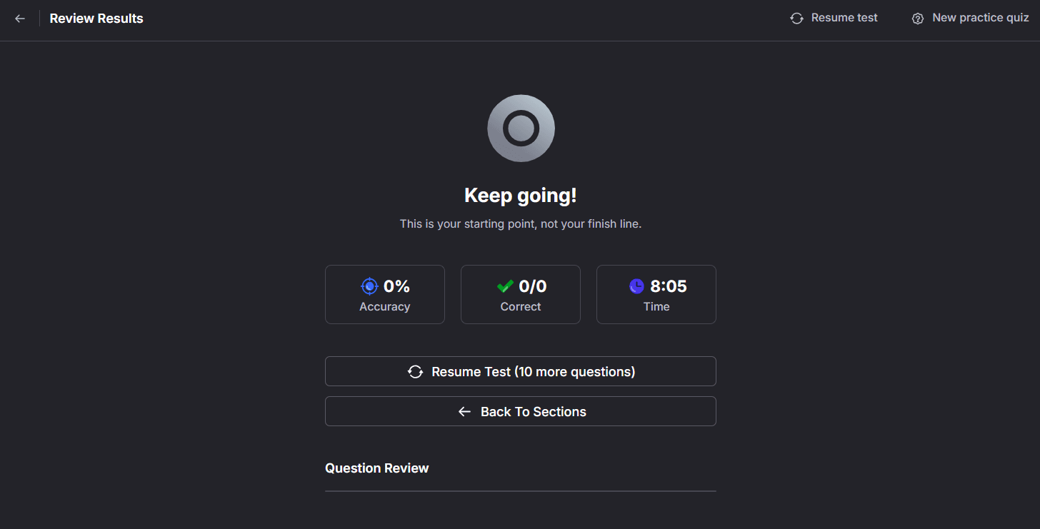 Results review screen in RemNote.