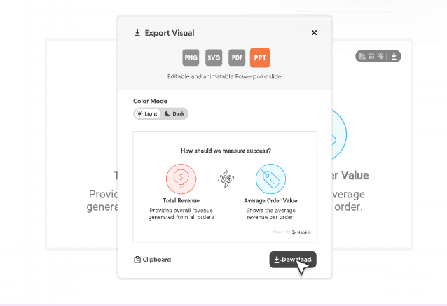 Screenshot showing how to download Napkin AI visuals.
