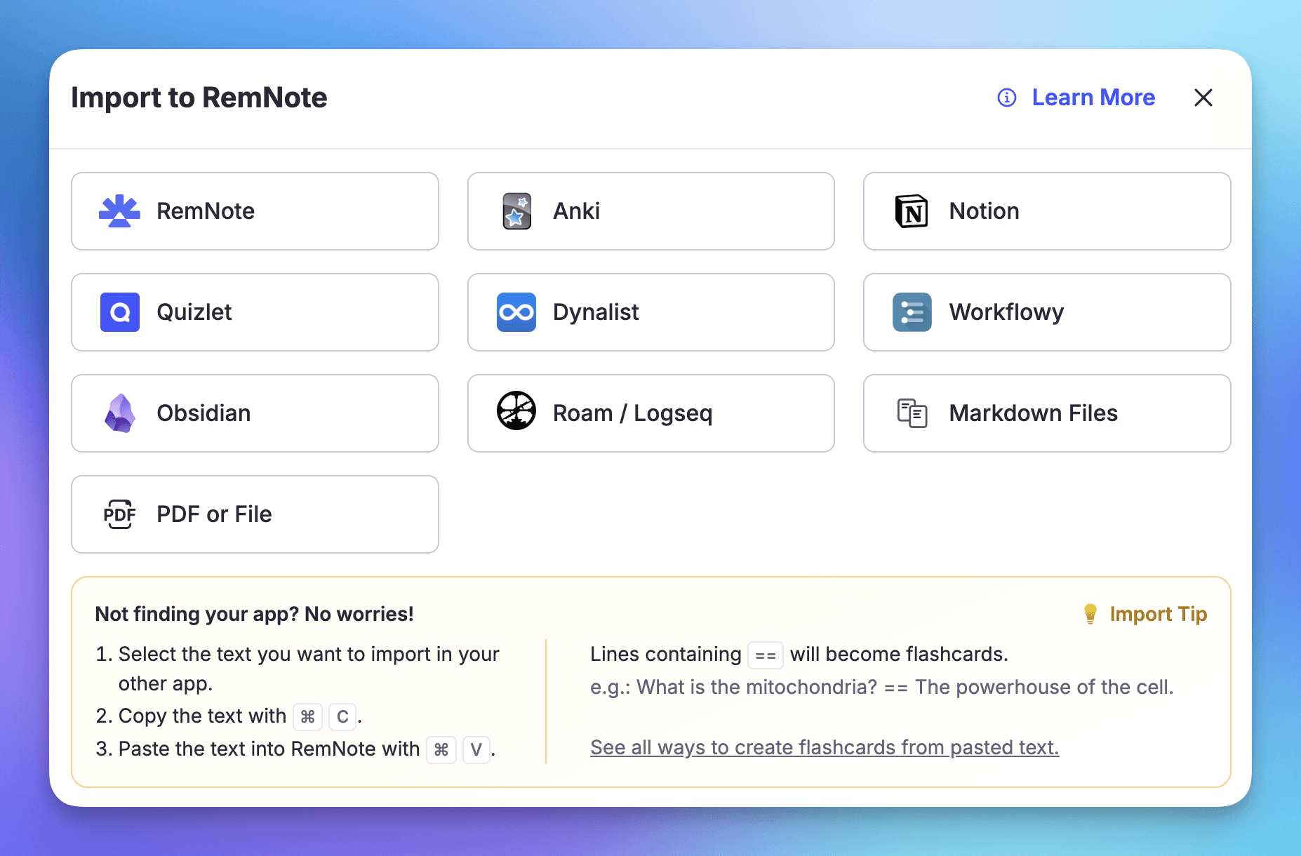 File formats that RemNote supports.